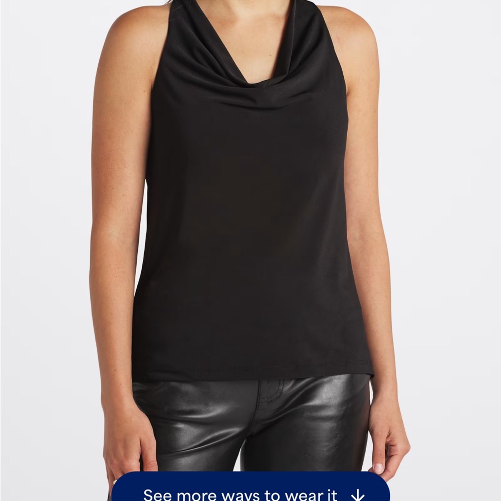 Nine Britton Black Cowl Neck Top